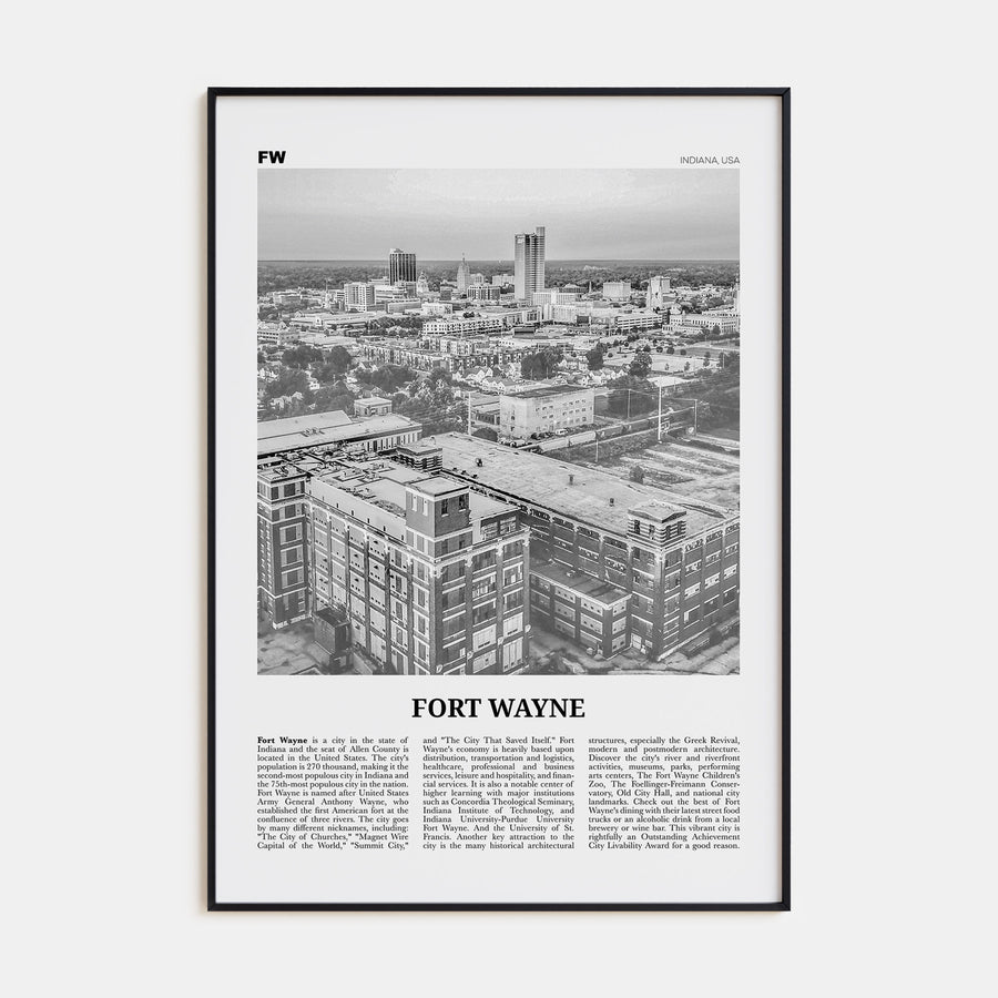 Fort Wayne Travel B&W No 1 Poster