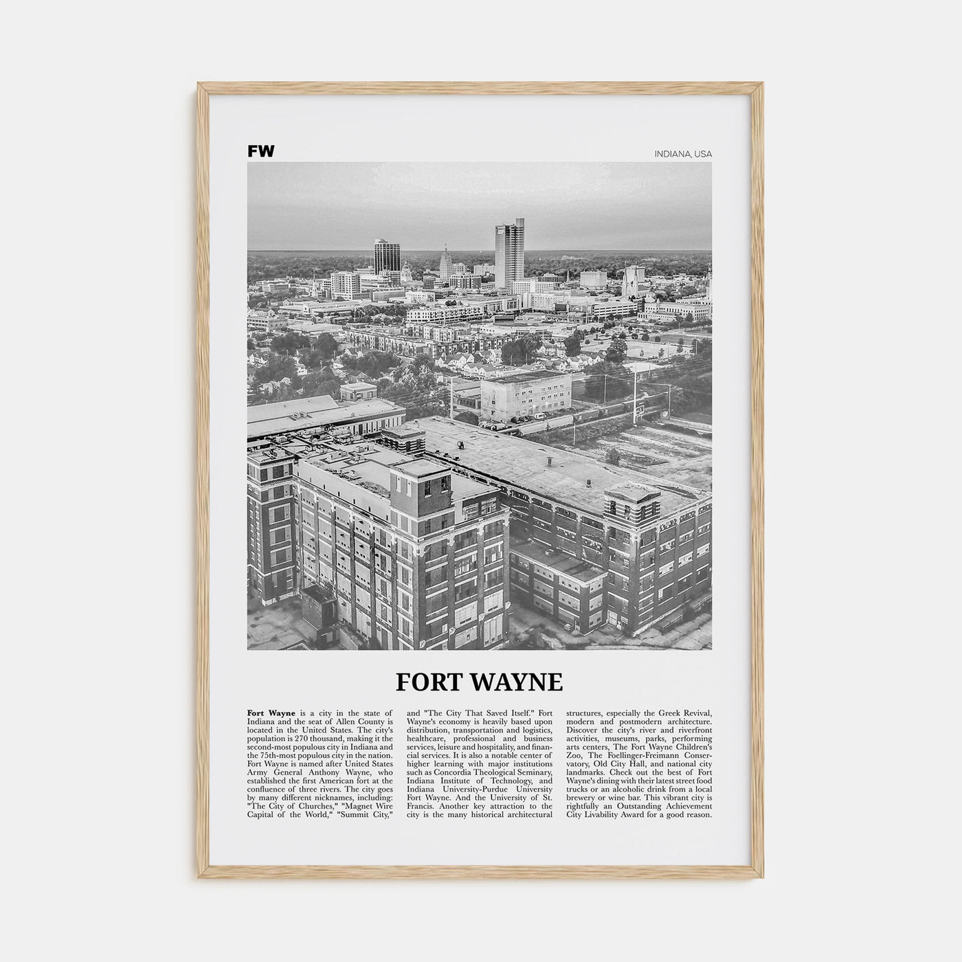Fort Wayne Travel B&W No 1 Poster