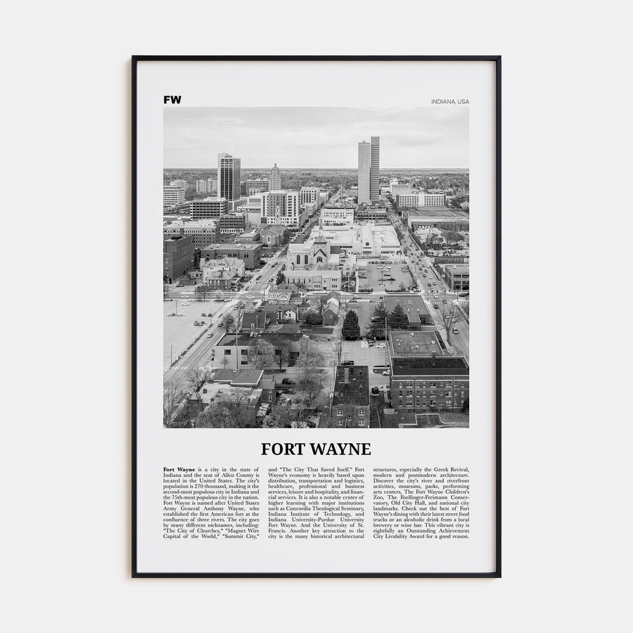 Fort Wayne Travel B&W No 2 Poster