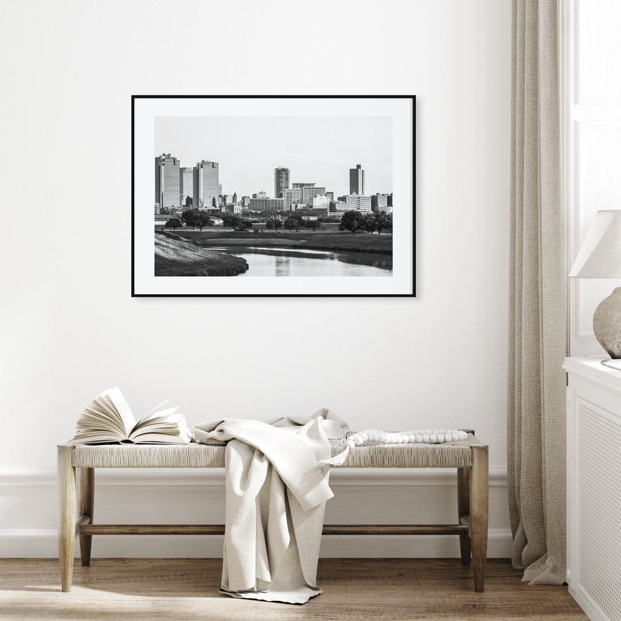 Fort Worth Landscape B&W Poster