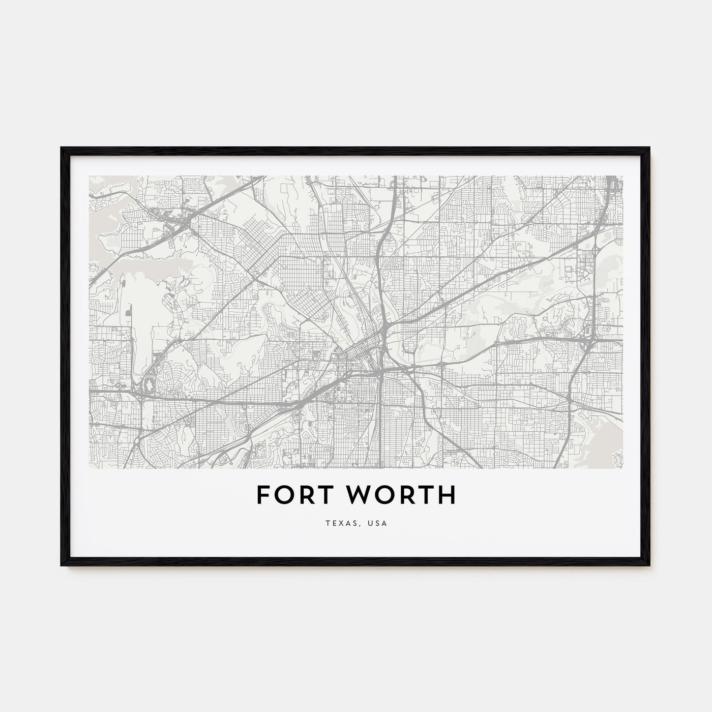 Fort Worth Map Landscape Poster