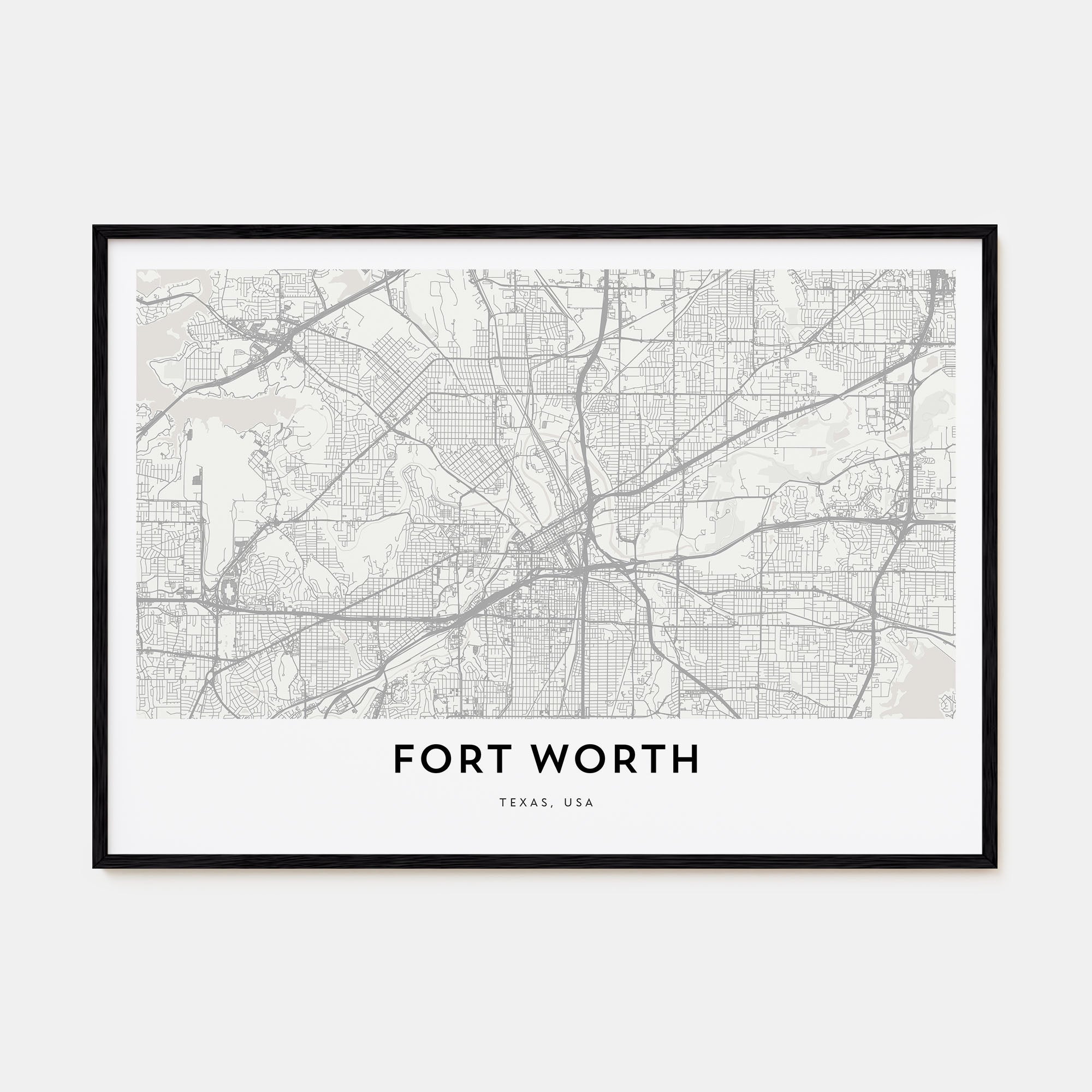 Fort Worth Map Landscape Poster