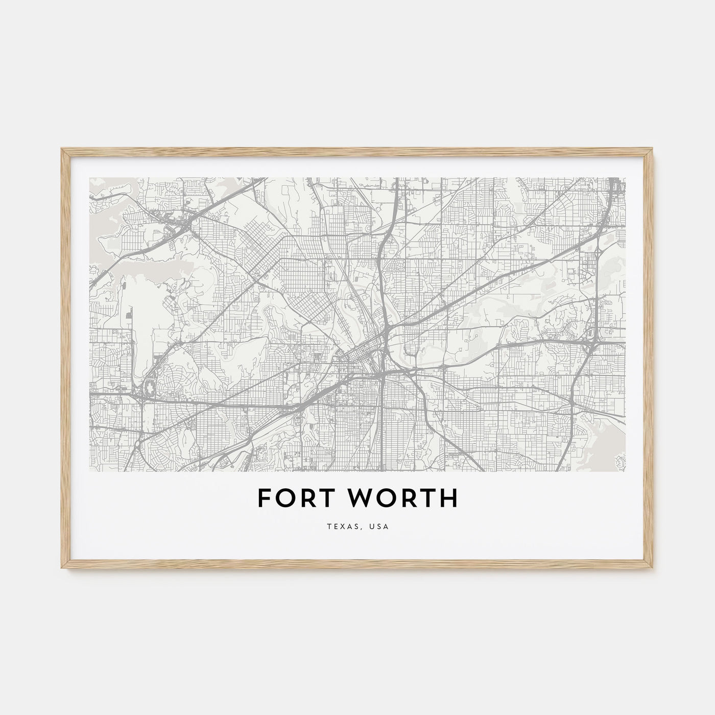 Fort Worth Map Landscape Poster