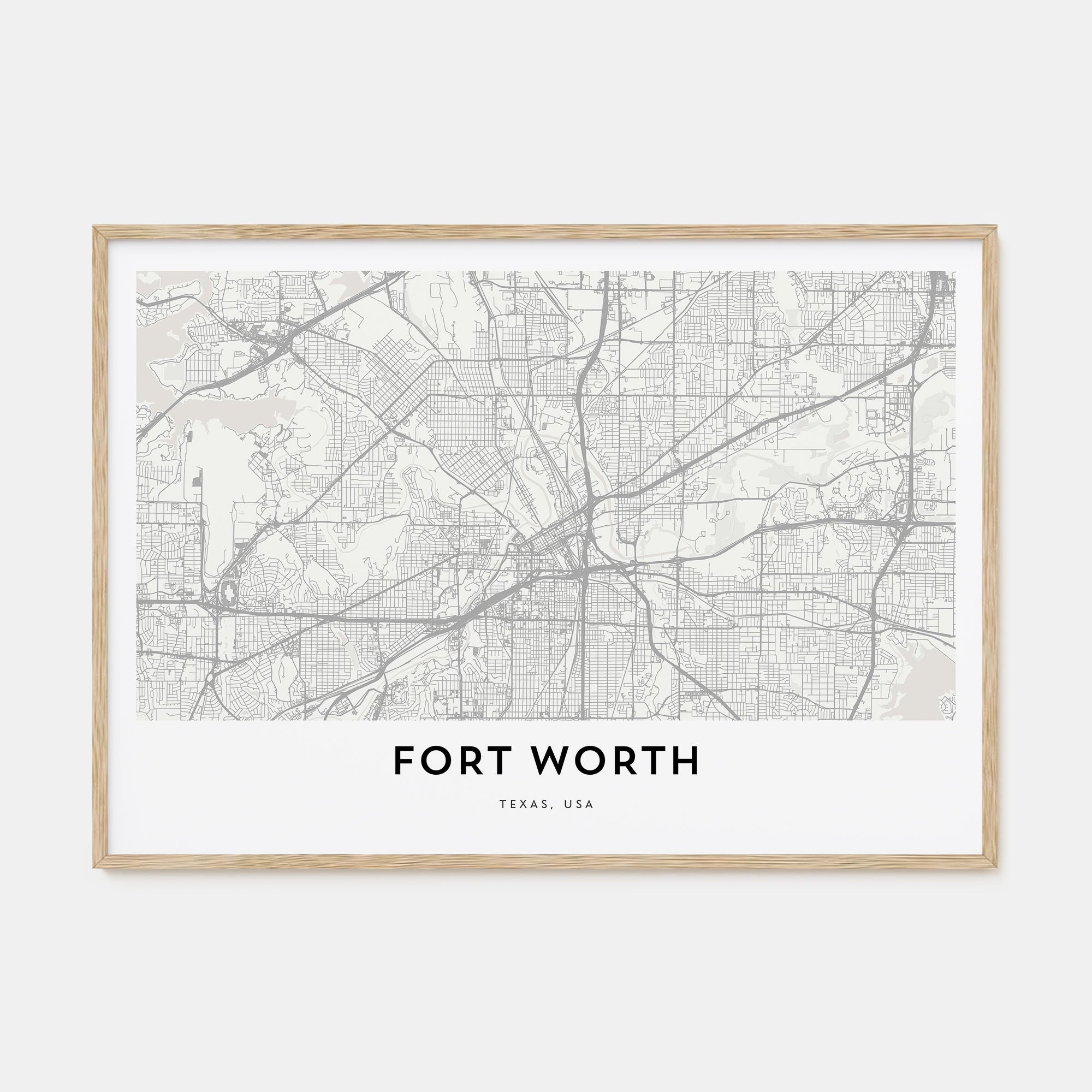 Fort Worth Map Landscape Poster