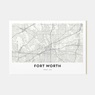 Fort Worth Map Landscape Poster