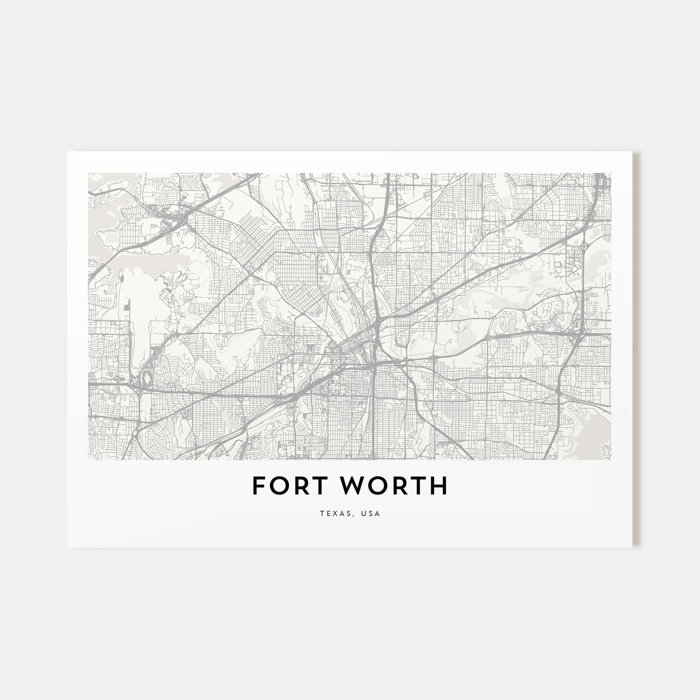 Fort Worth Map Landscape Poster