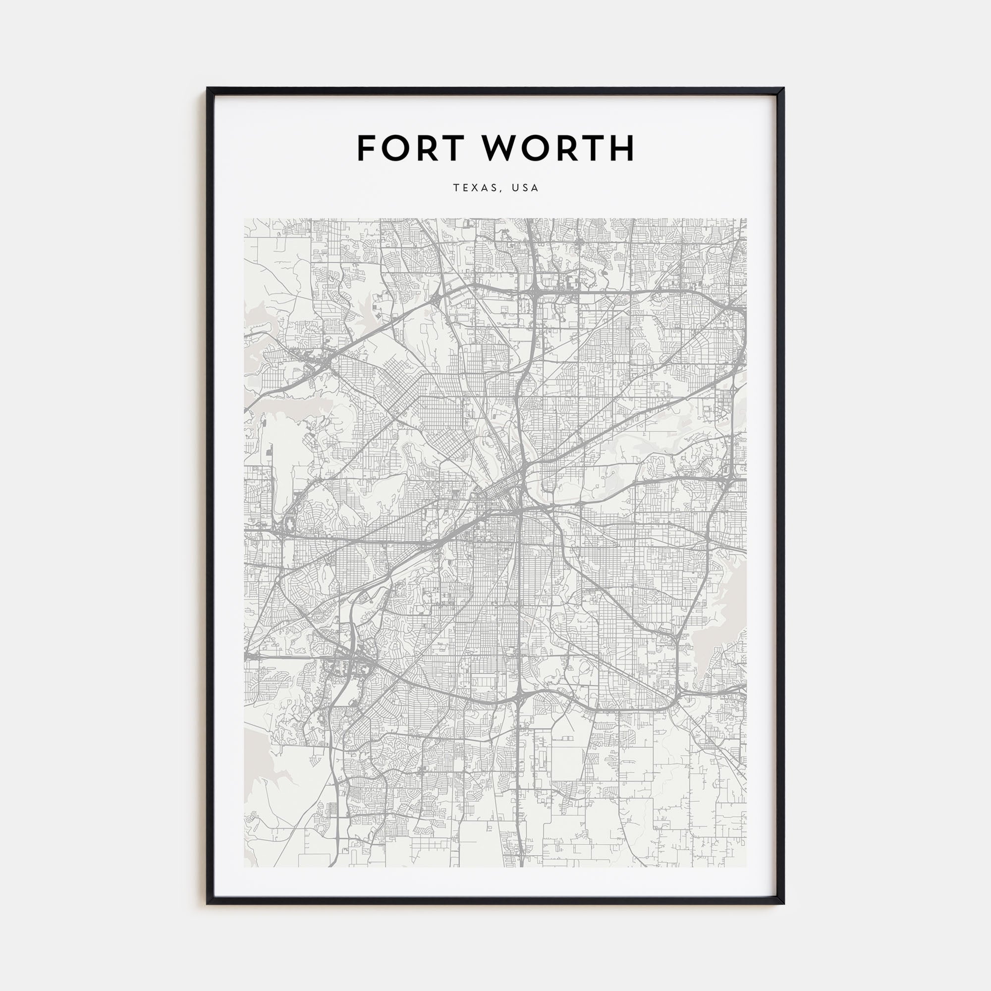 Fort Worth Map Portrait Poster