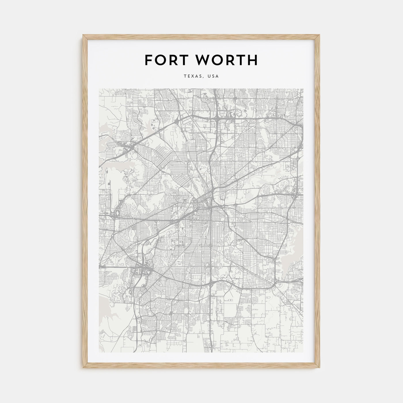 Fort Worth Map Portrait Poster