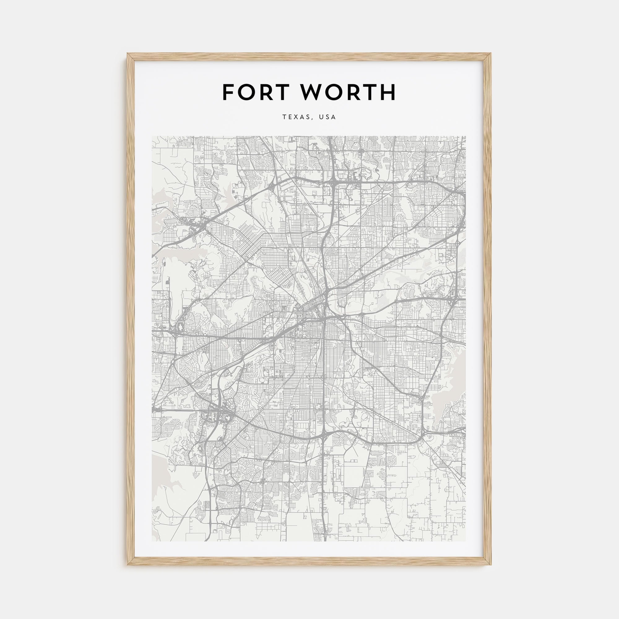 Fort Worth Map Portrait Poster