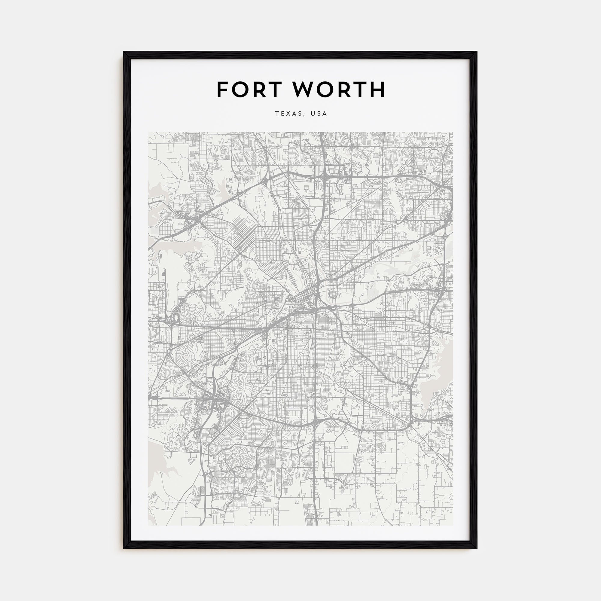 Fort Worth Map Portrait Poster