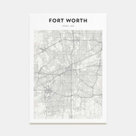 Fort Worth Map Portrait Poster