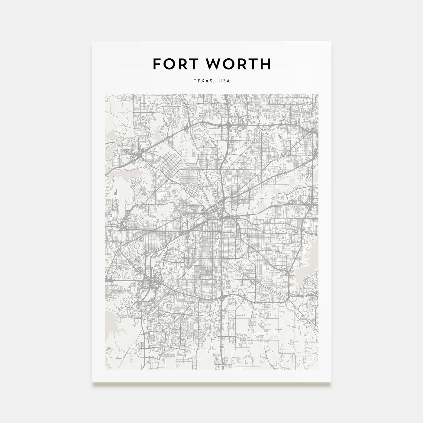 Fort Worth Map Portrait Poster