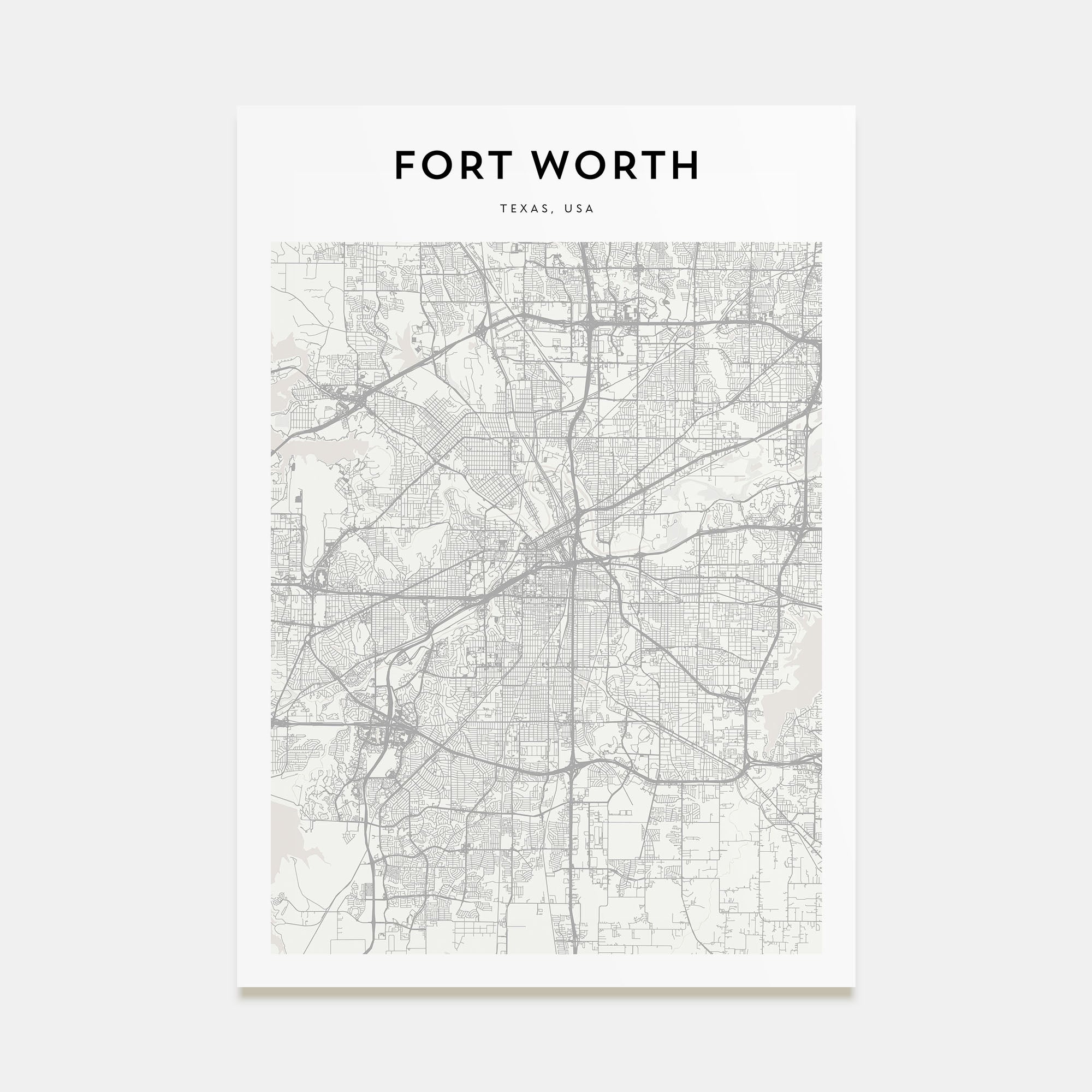 Fort Worth Map Portrait Poster
