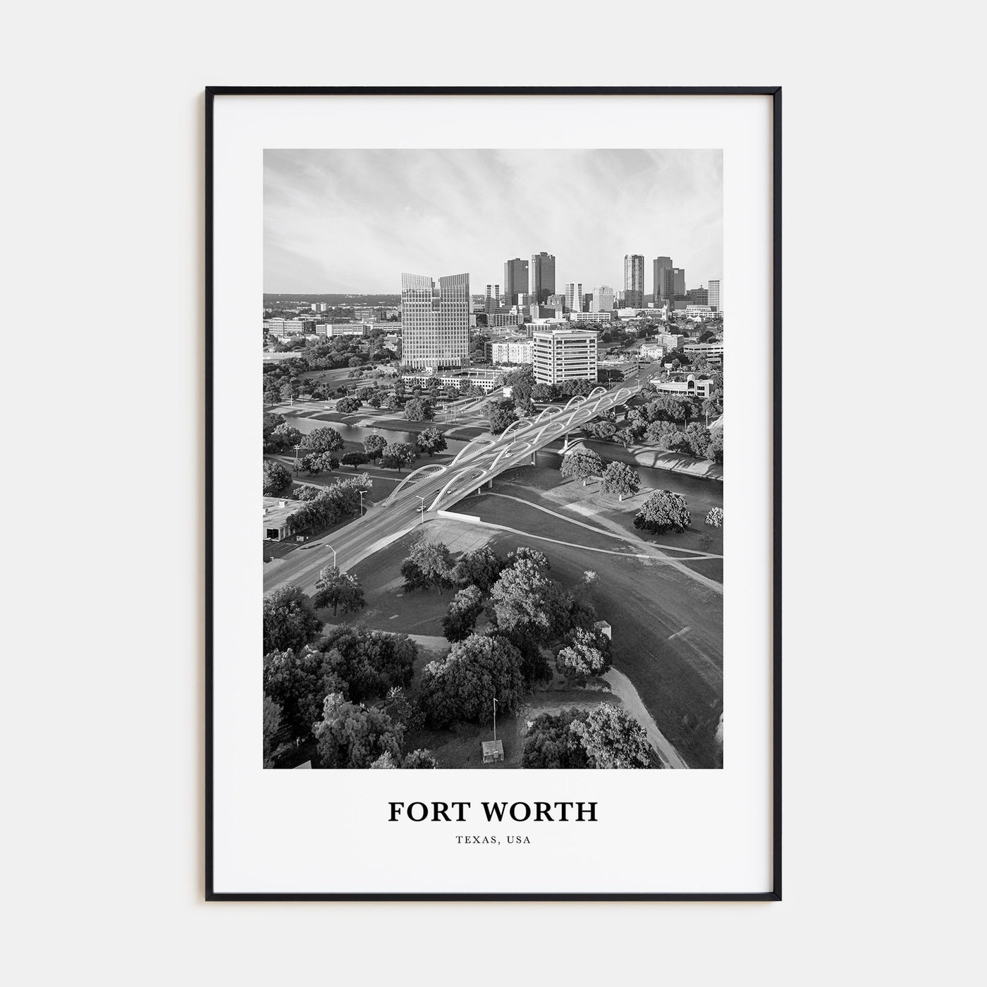 Fort Worth Portrait B&W No 1 Poster
