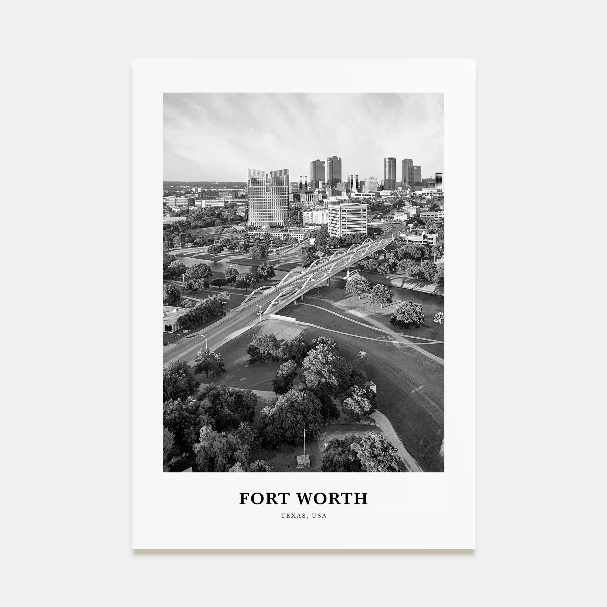 Fort Worth Portrait B&W No 1 Poster
