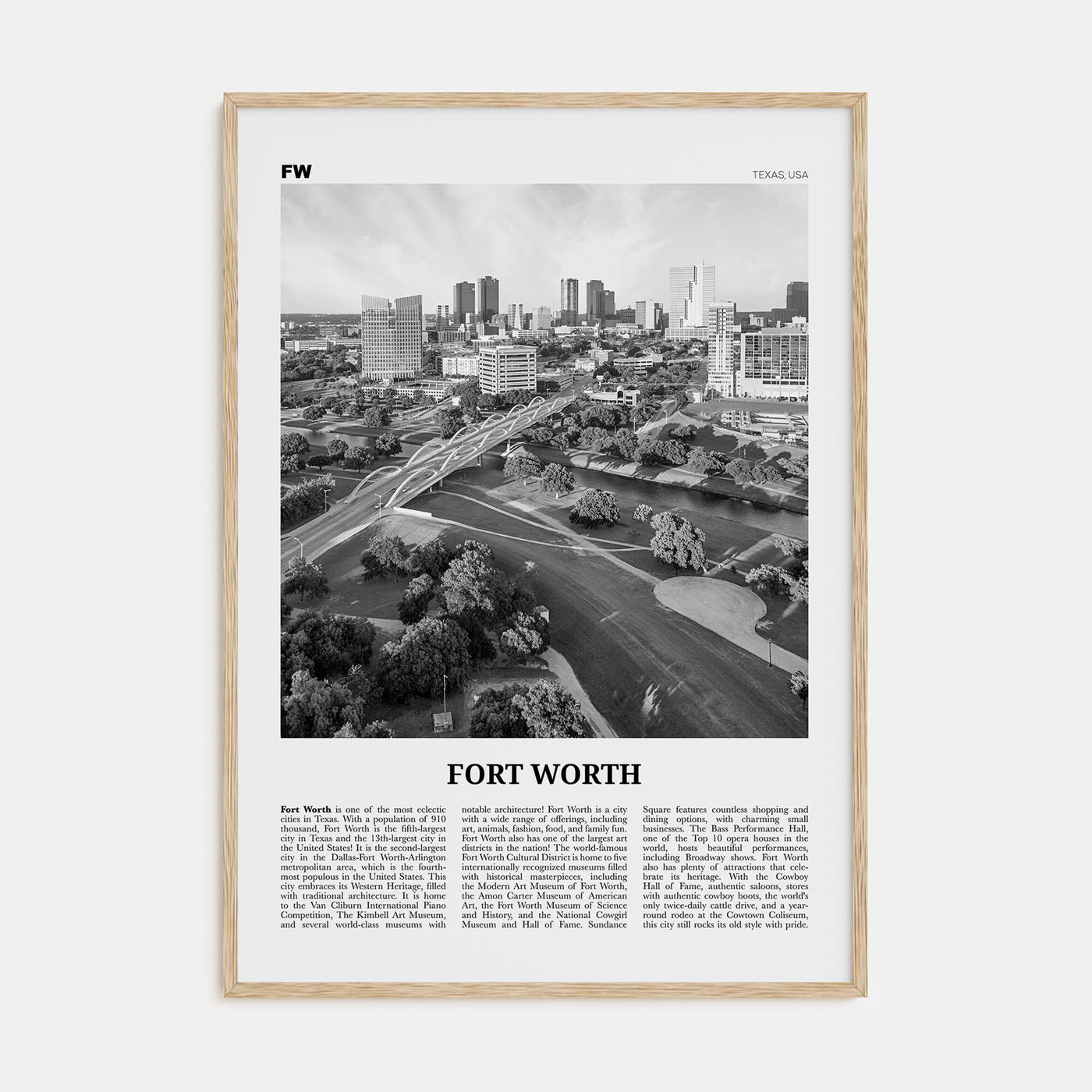 Fort Worth Travel B&W No 1 Poster