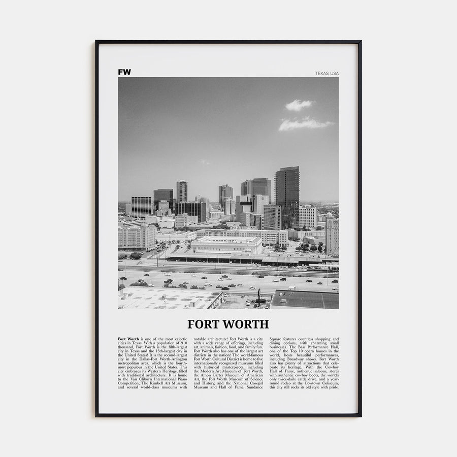 Fort Worth Travel B&W No 2 Poster