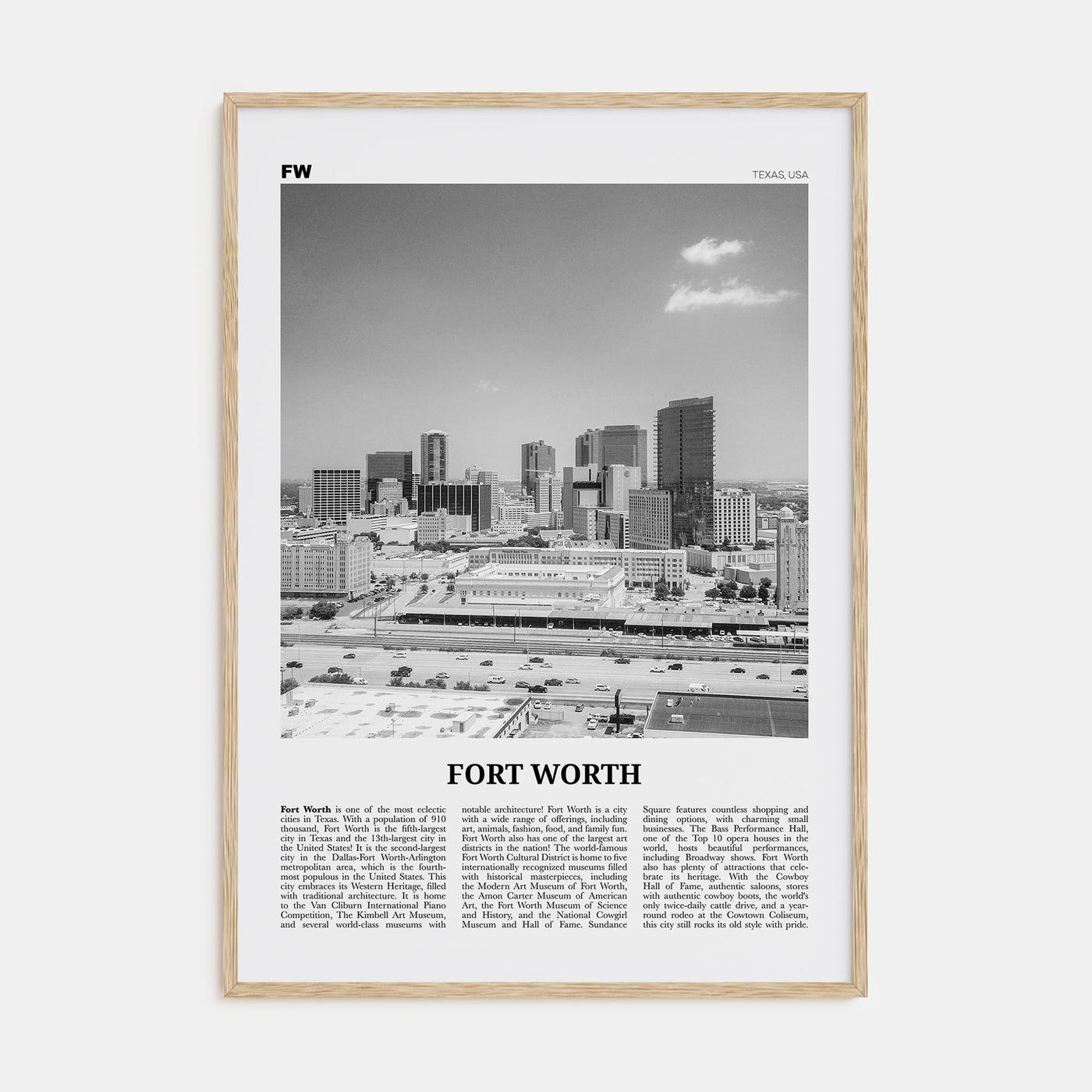 Fort Worth Travel B&W No 2 Poster