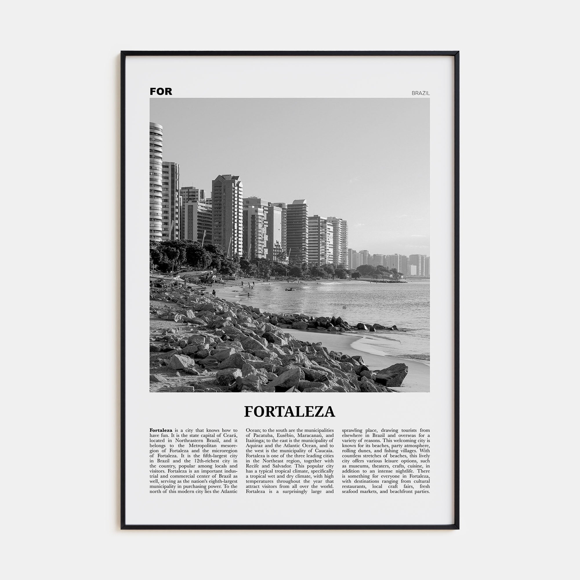 Fortaleza Travel B&W Poster