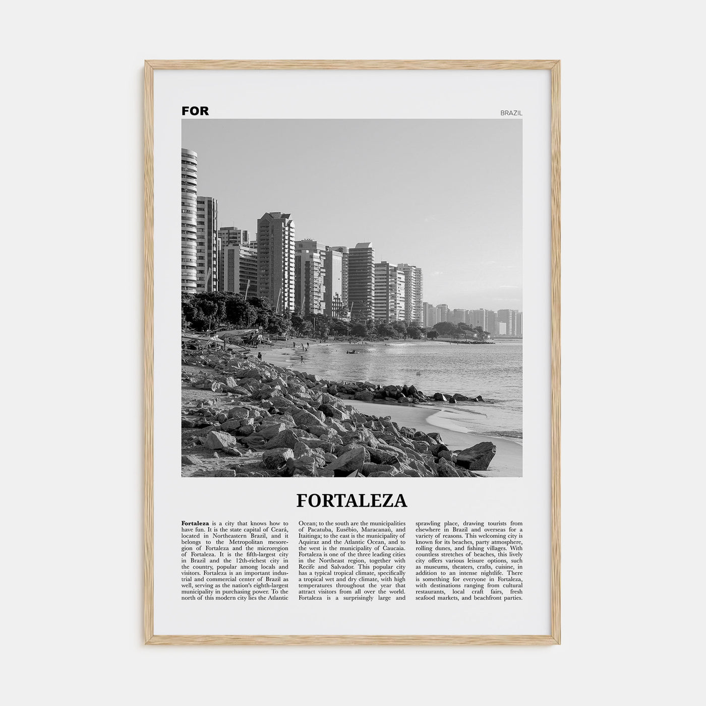 Fortaleza Travel B&W Poster