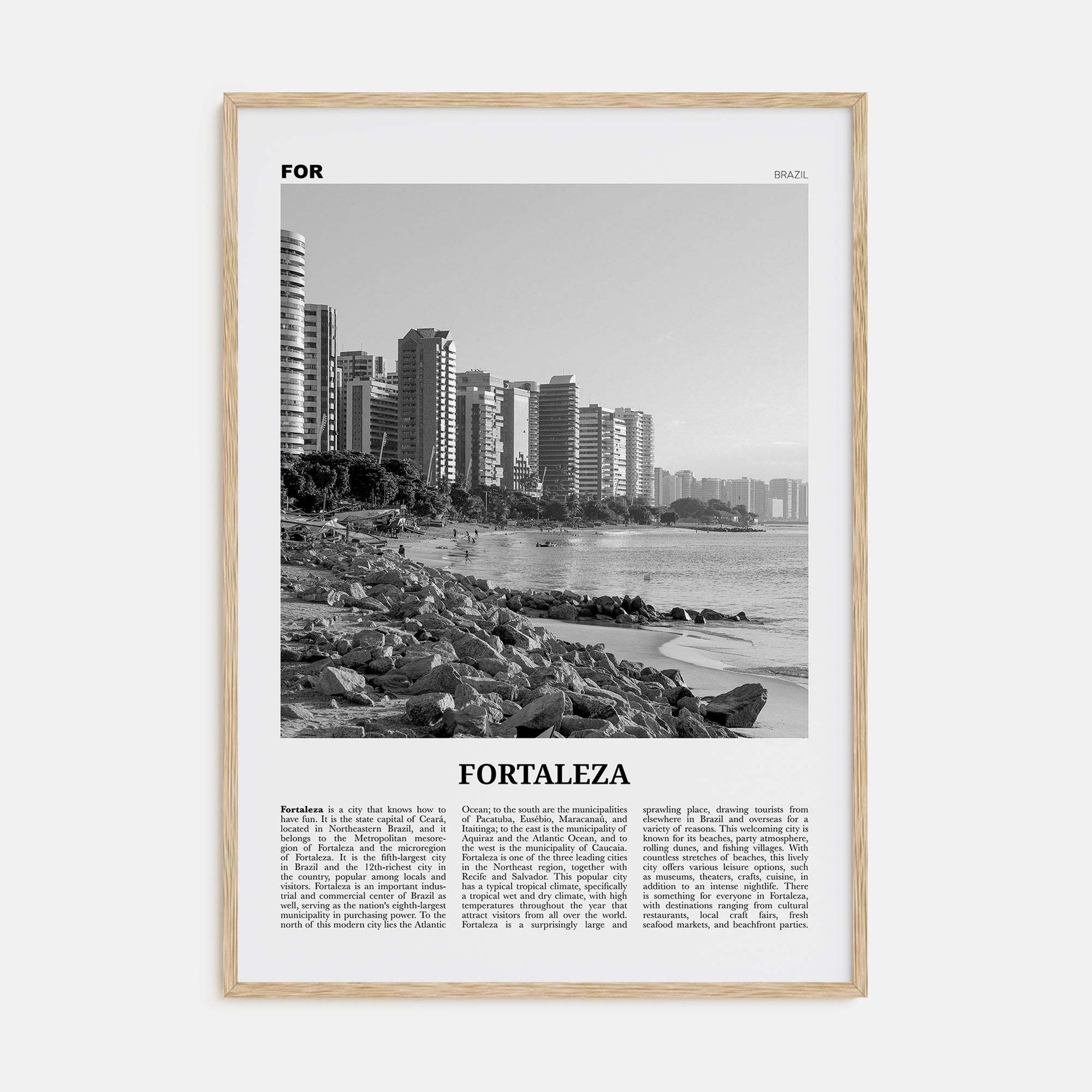 Fortaleza Travel B&W Poster