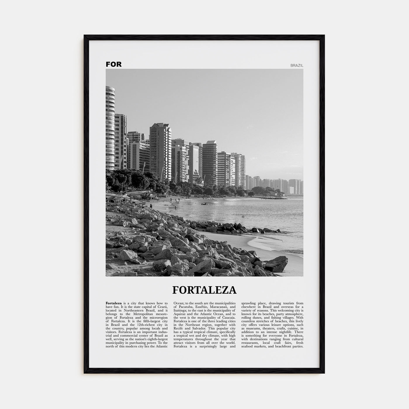 Fortaleza Travel B&W Poster