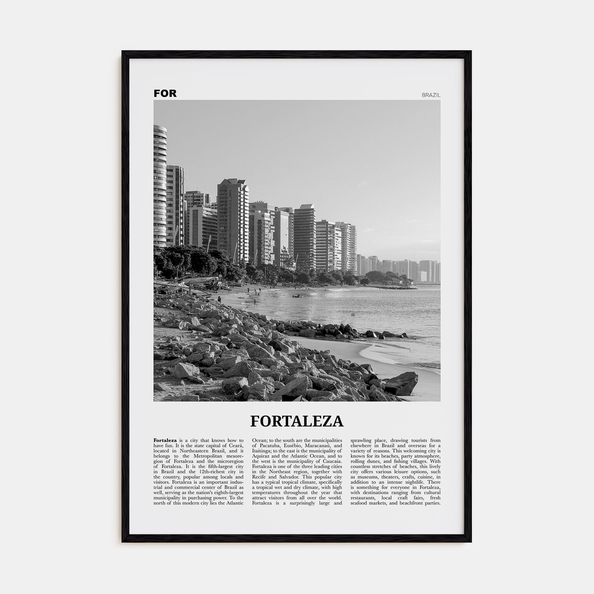 Fortaleza Travel B&W Poster