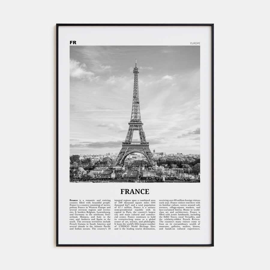 France Travel B&W No 1 Poster