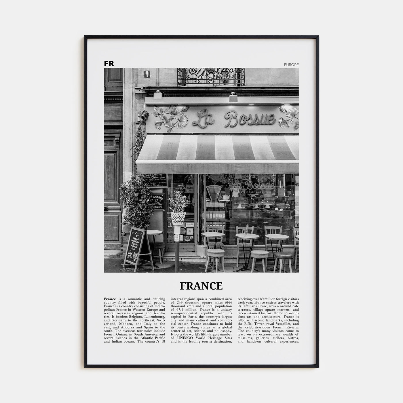 France Travel B&W No 2 Poster