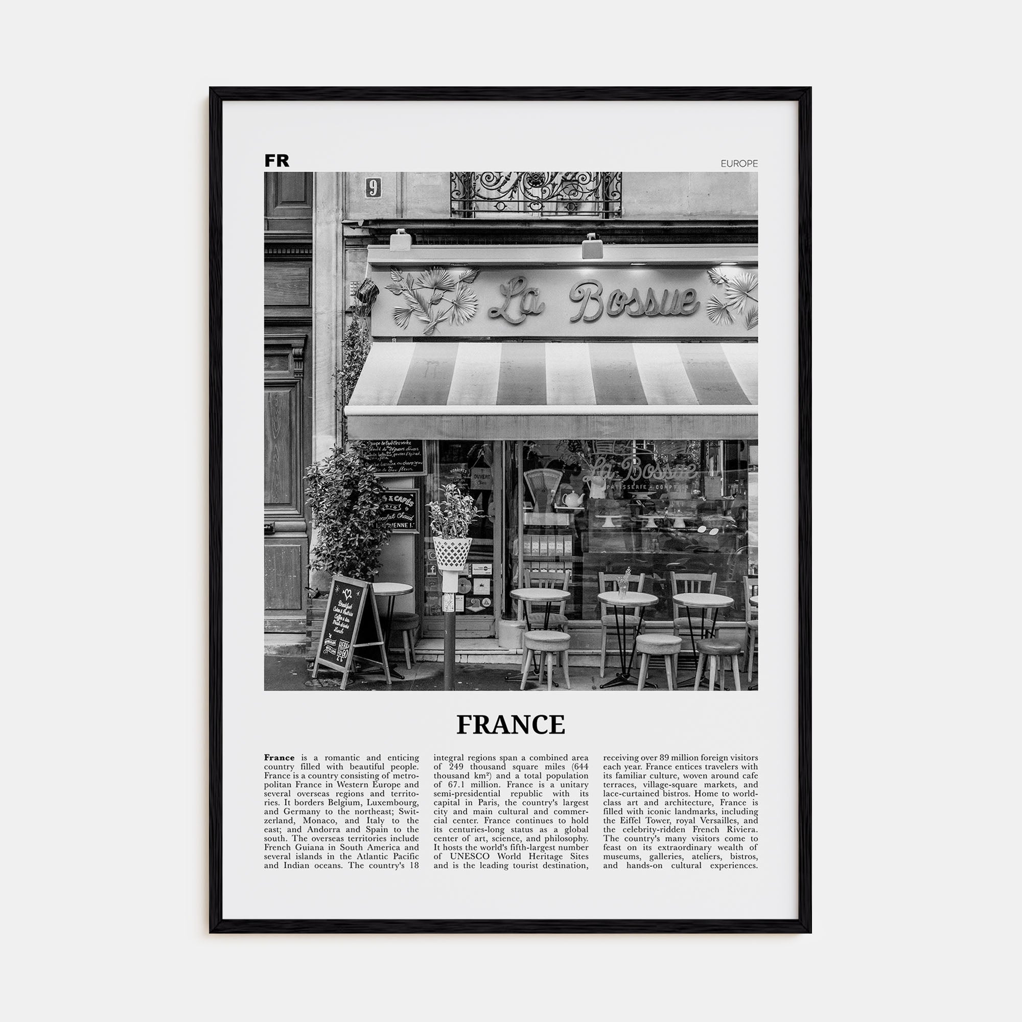 France Travel B&W No 2 Poster