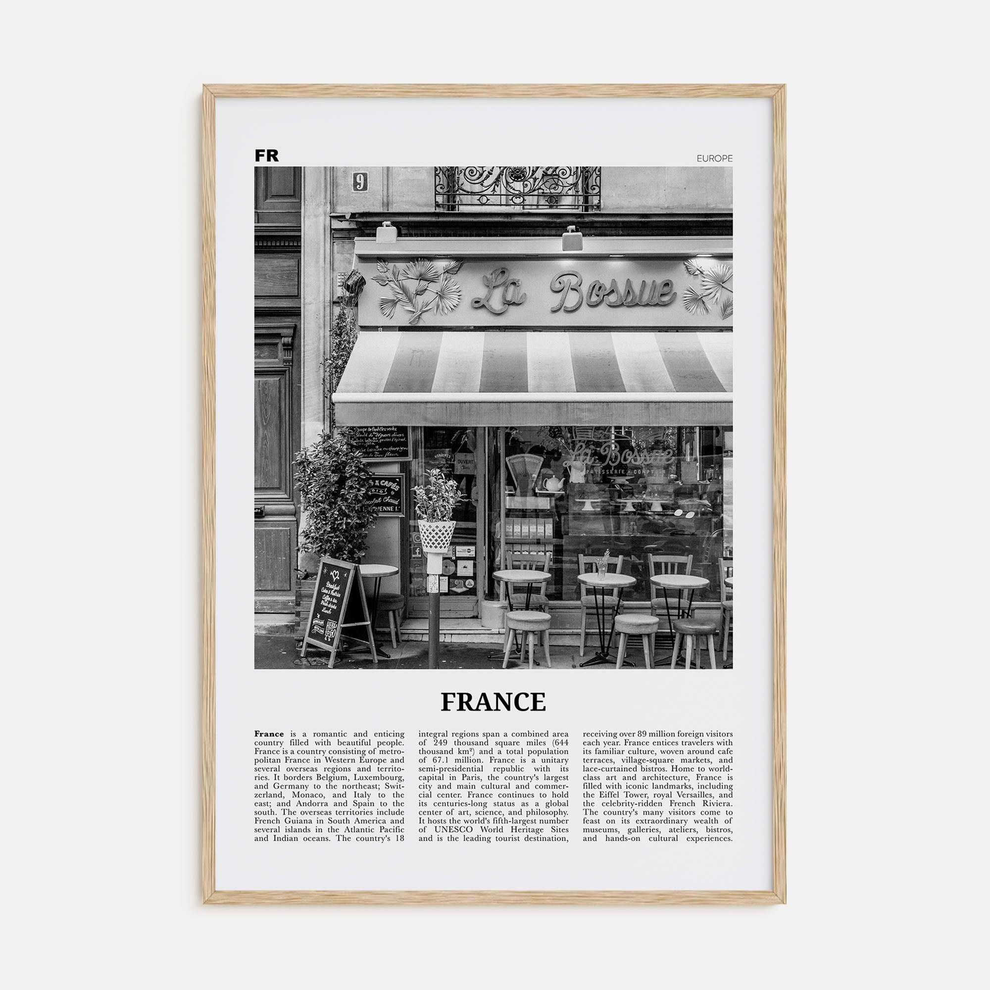 France Travel B&W No 2 Poster