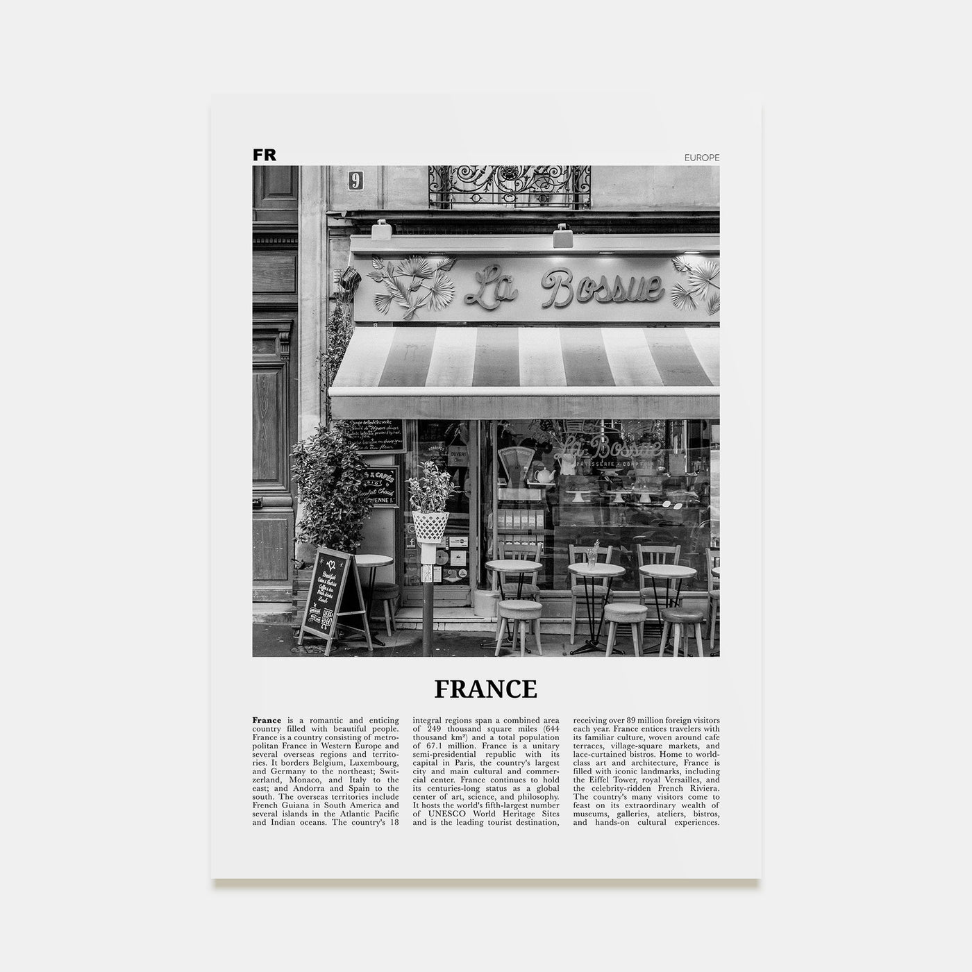 France Travel B&W No 2 Poster