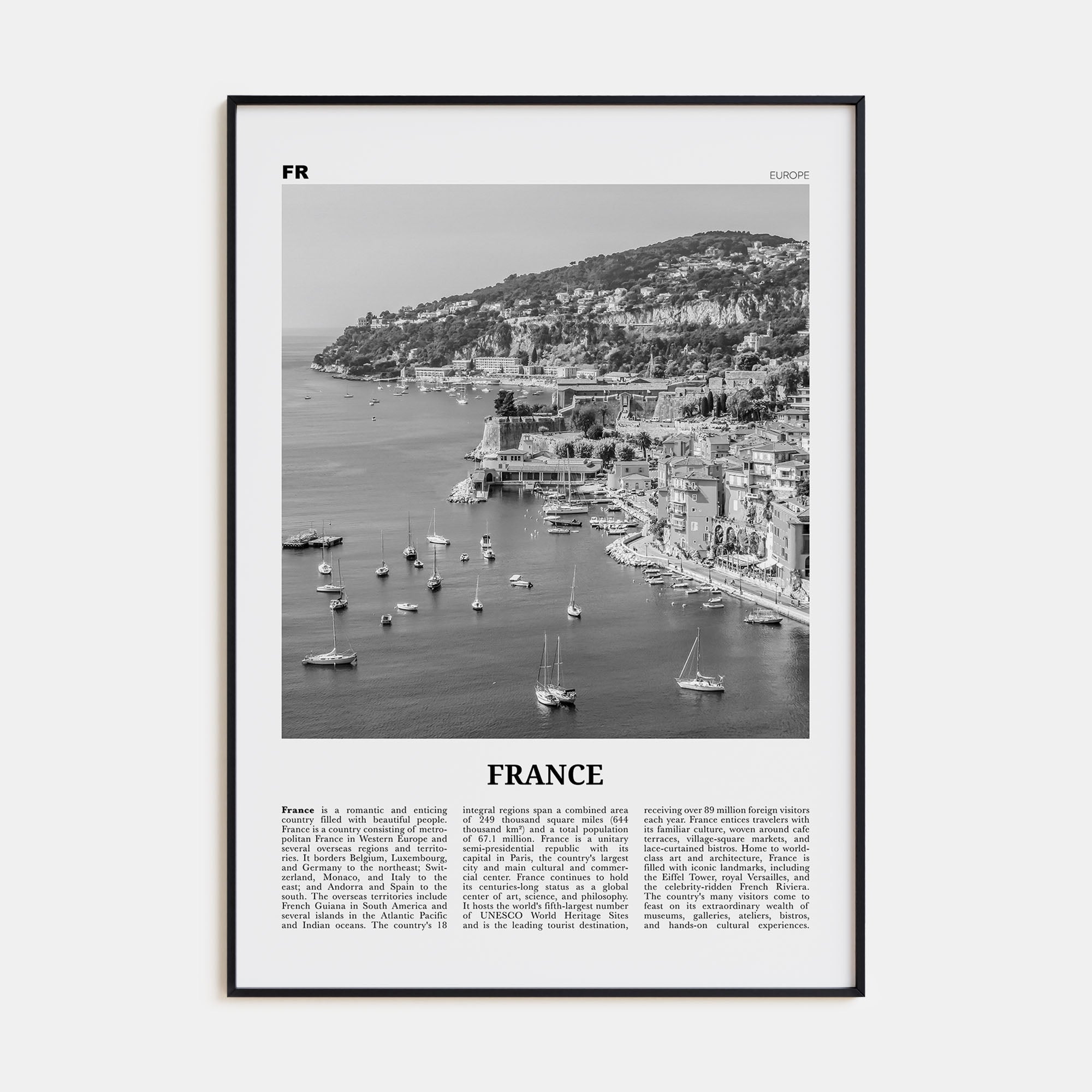 France Travel B&W No 3 Poster