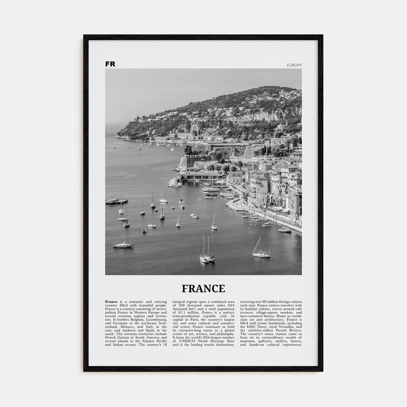 France Travel B&W No 3 Poster