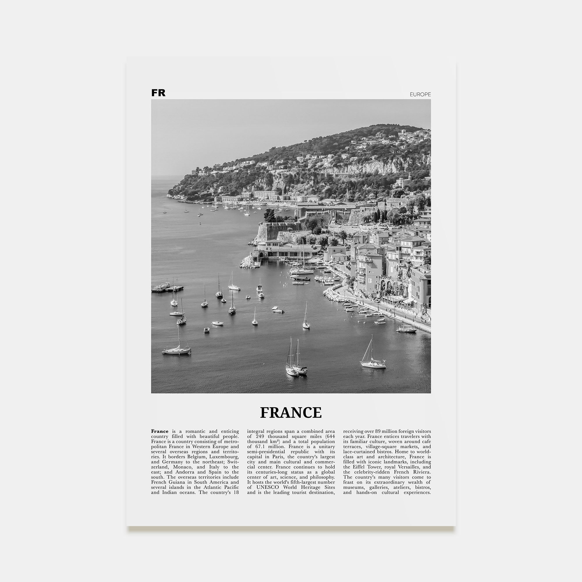 France Travel B&W No 3 Poster