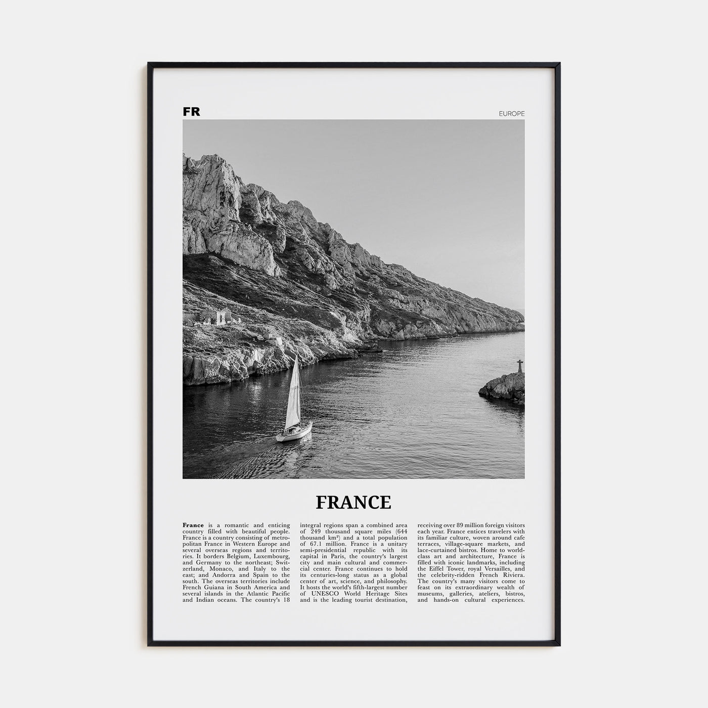 France Travel B&W No 4 Poster