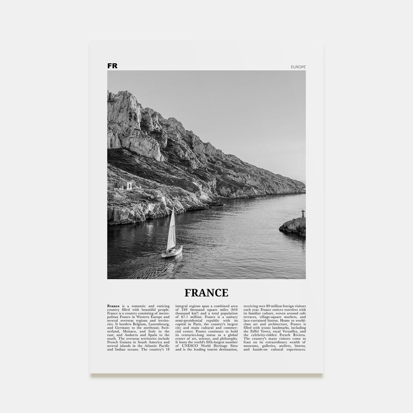 France Travel B&W No 4 Poster