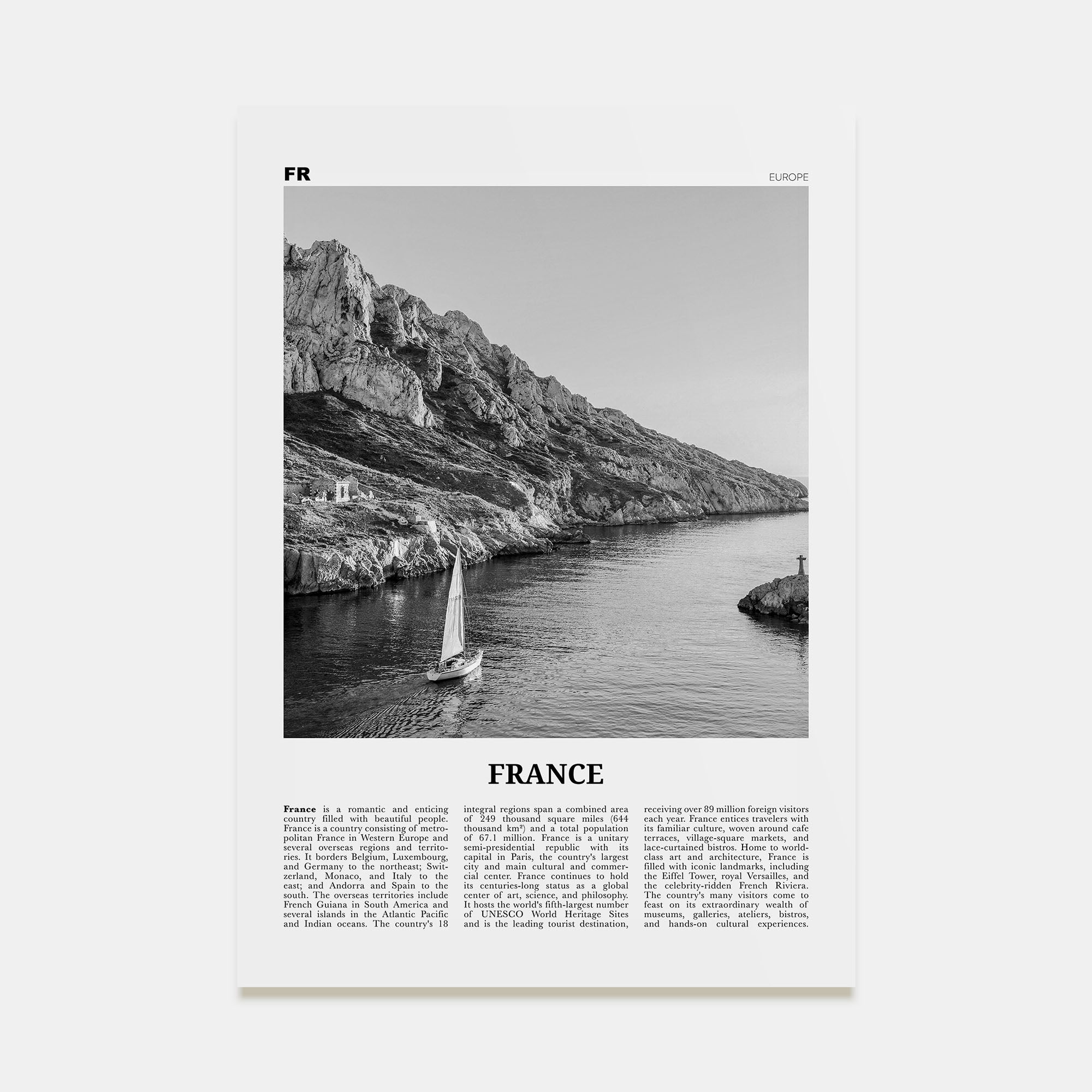 France Travel B&W No 4 Poster