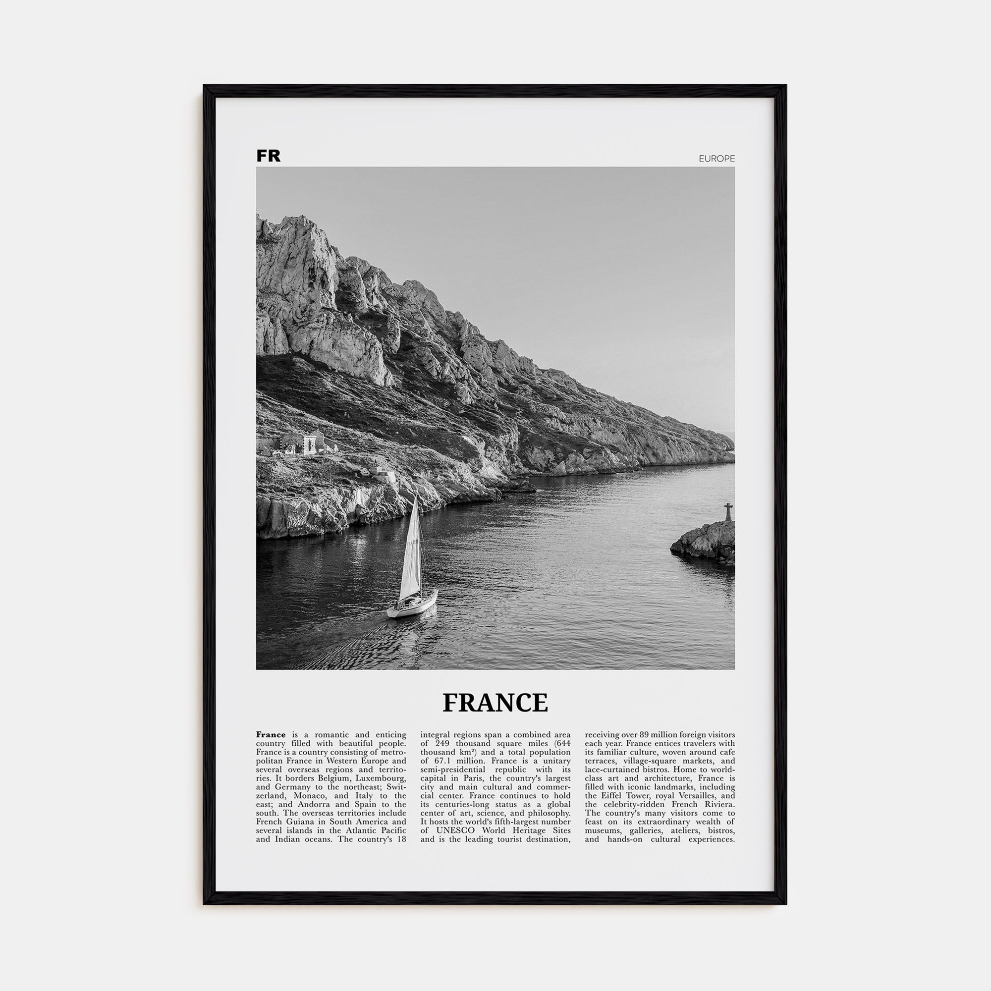 France Travel B&W No 4 Poster