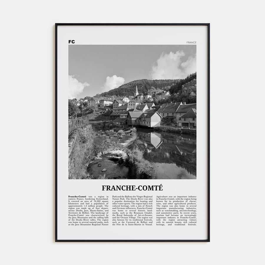 Franche-Comté Travel B&W Poster