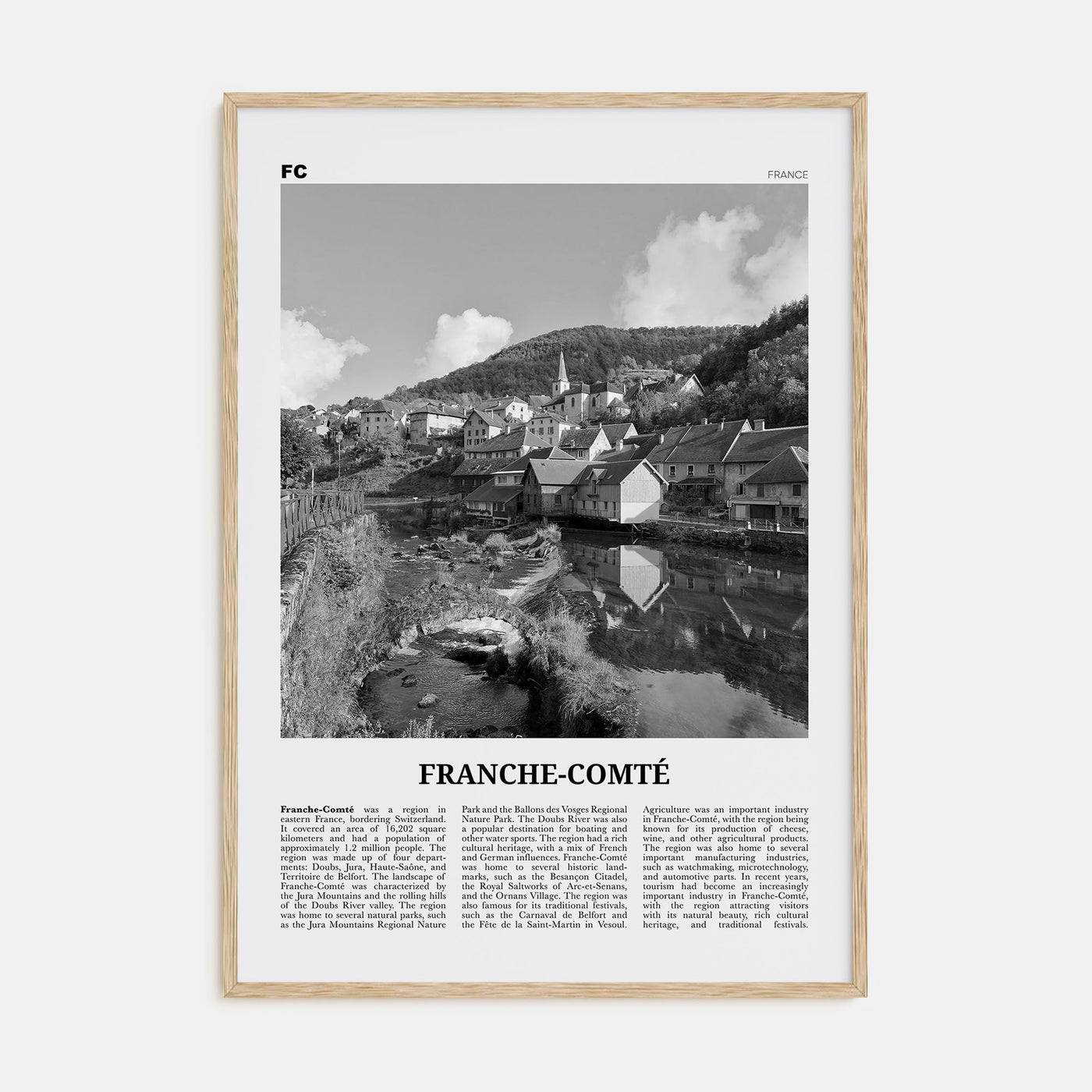 Franche-Comté Travel B&W Poster