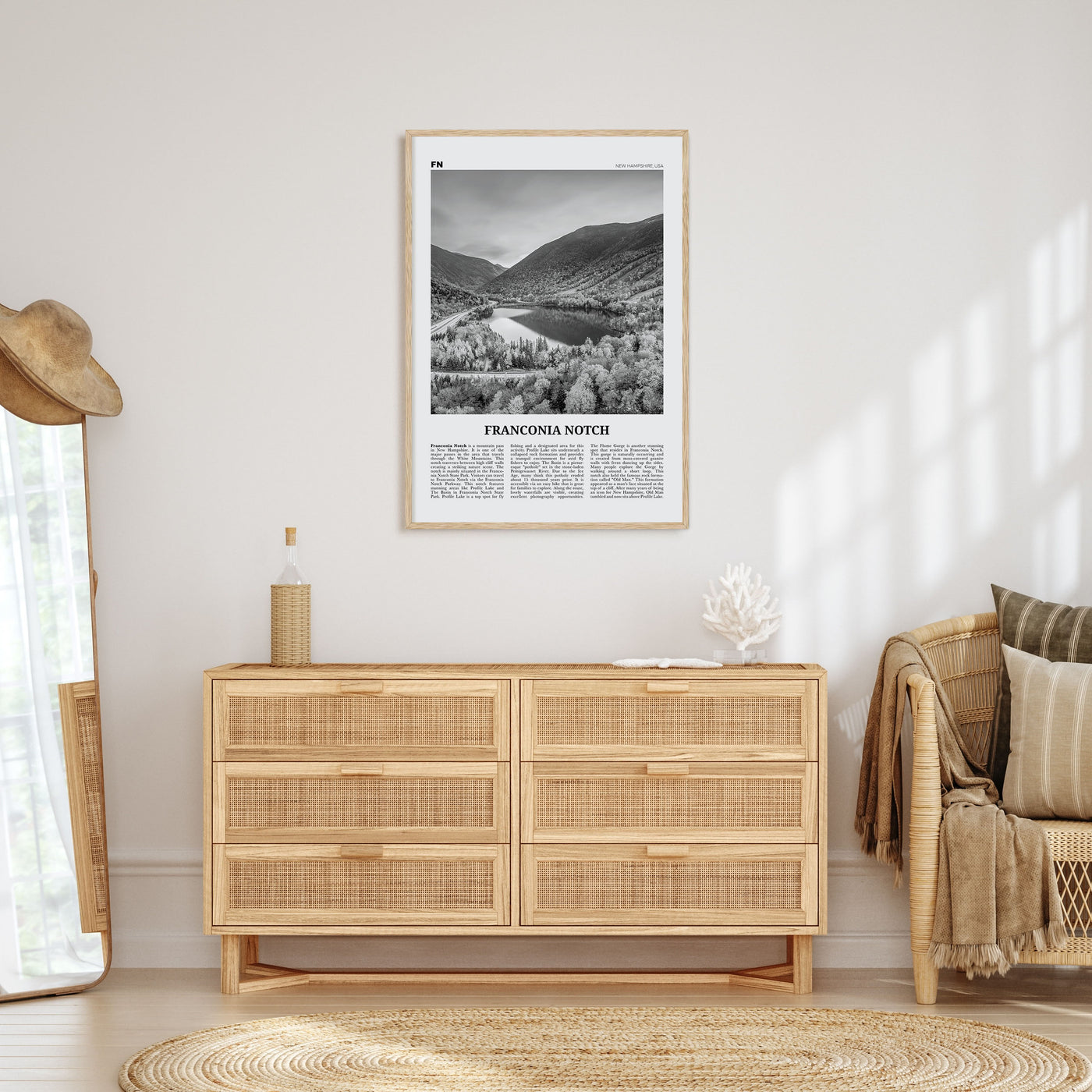 Franconia Notch Travel B&W Poster