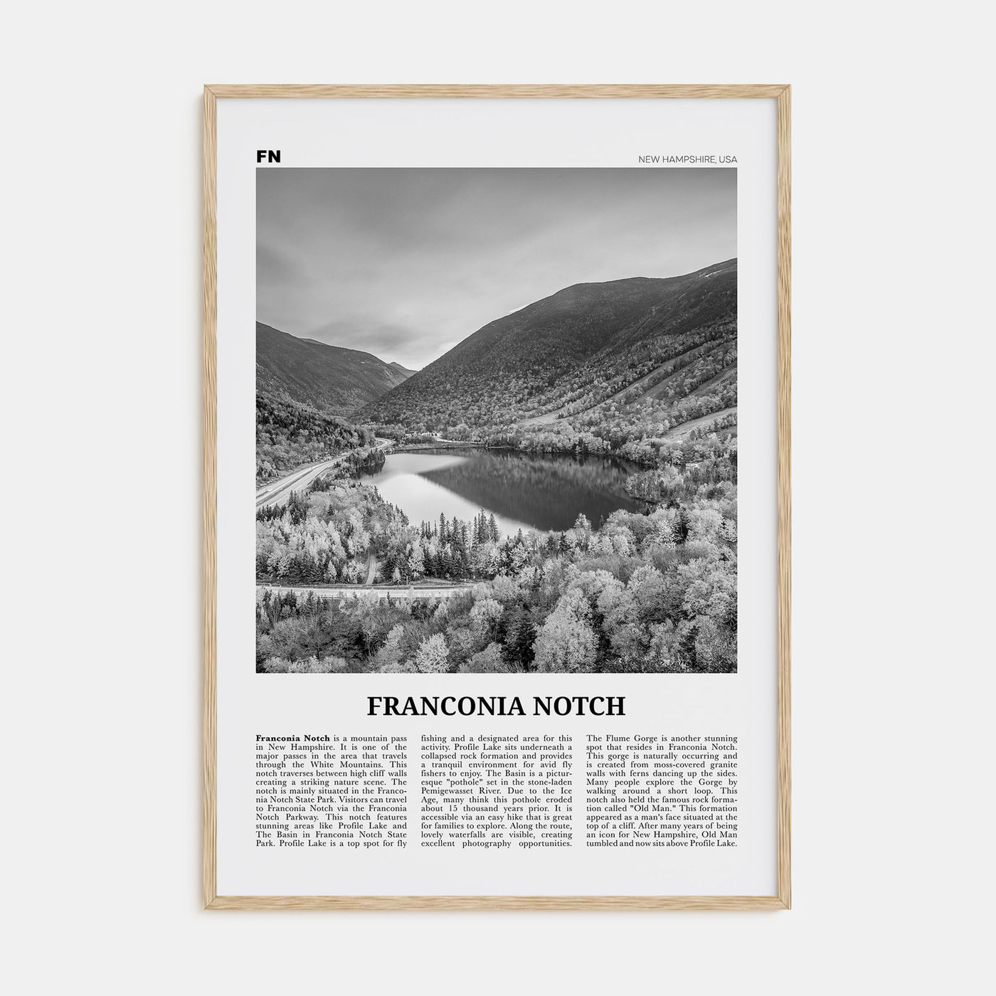 Franconia Notch Travel B&W Poster