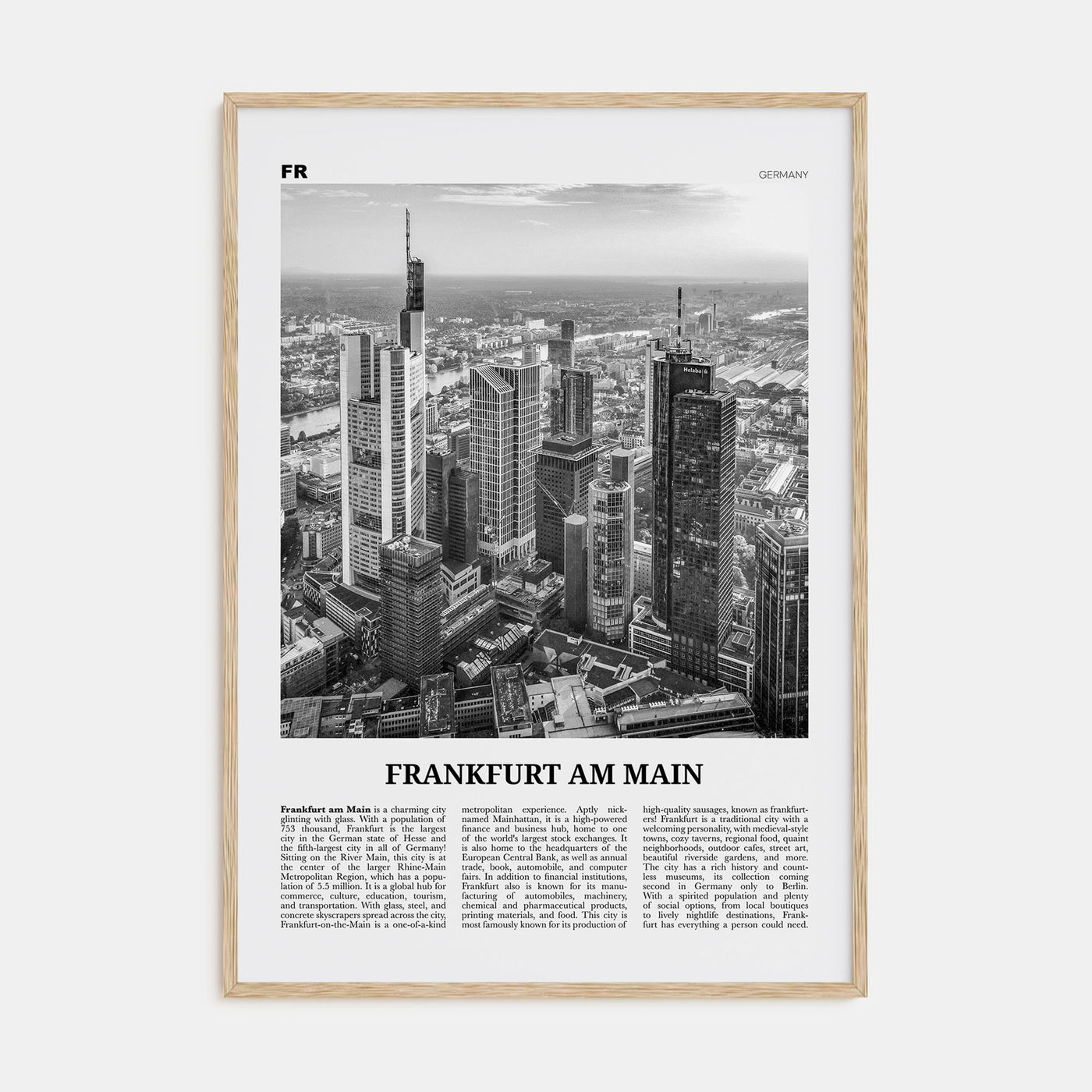 Frankfurt am Main Travel B&W Poster