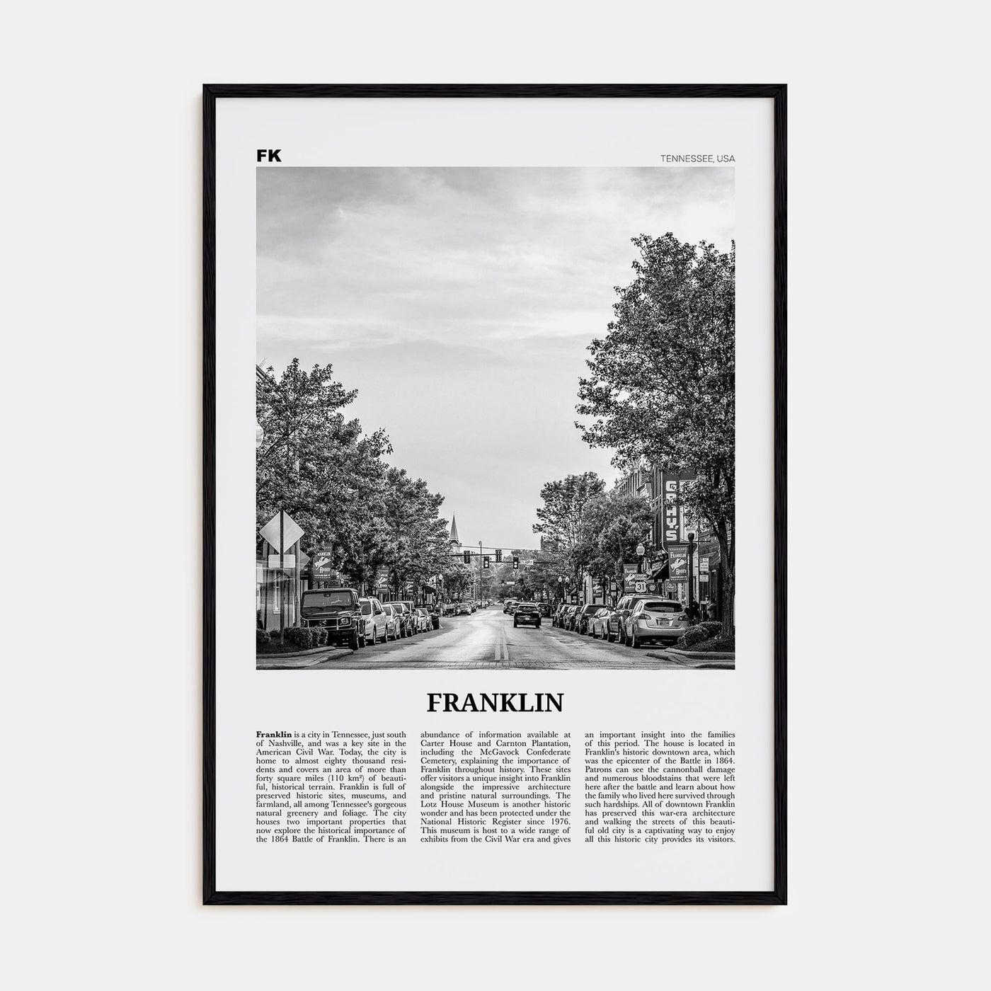 Franklin Travel B&W Poster