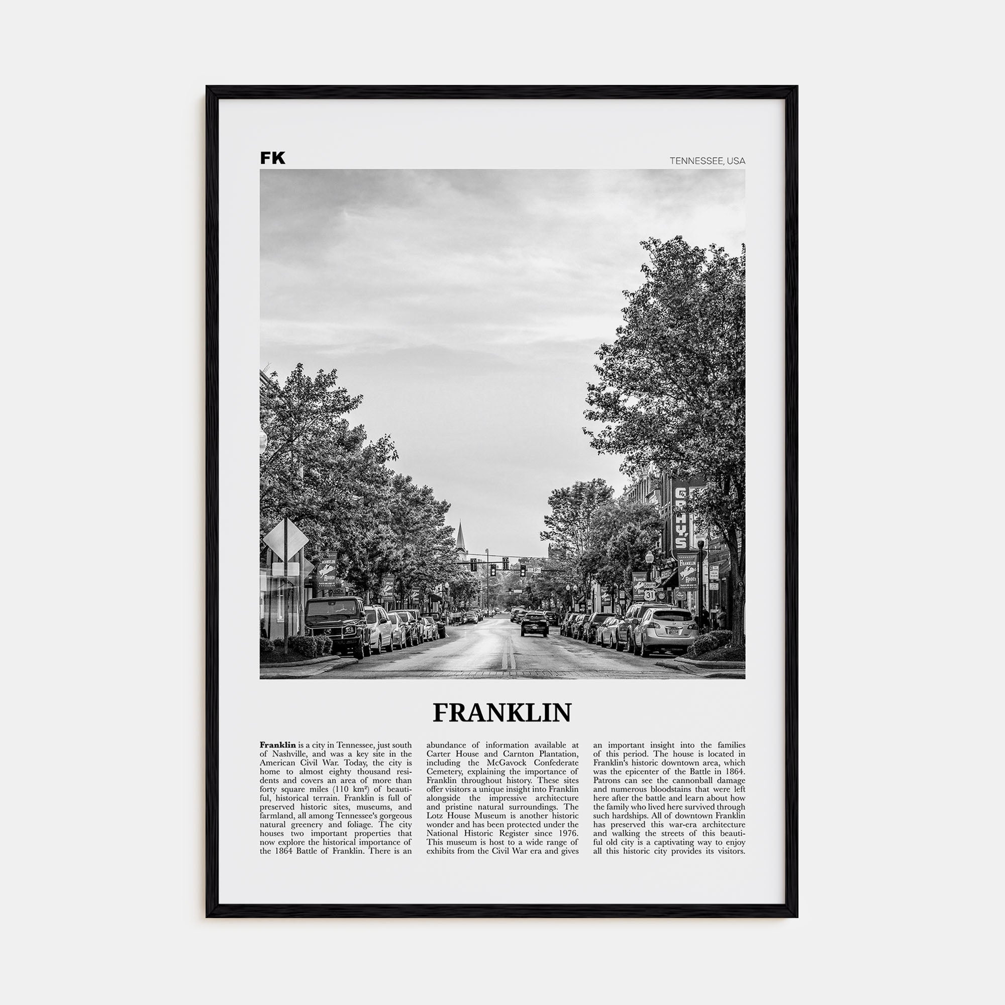 Franklin Travel B&W Poster