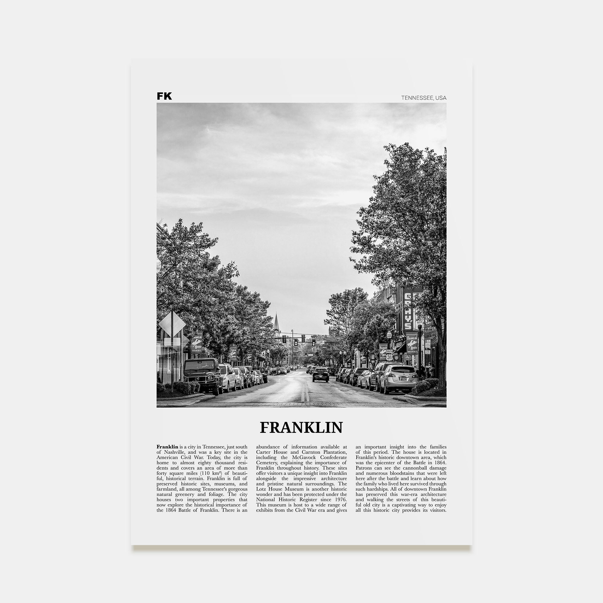 Franklin Travel B&W Poster