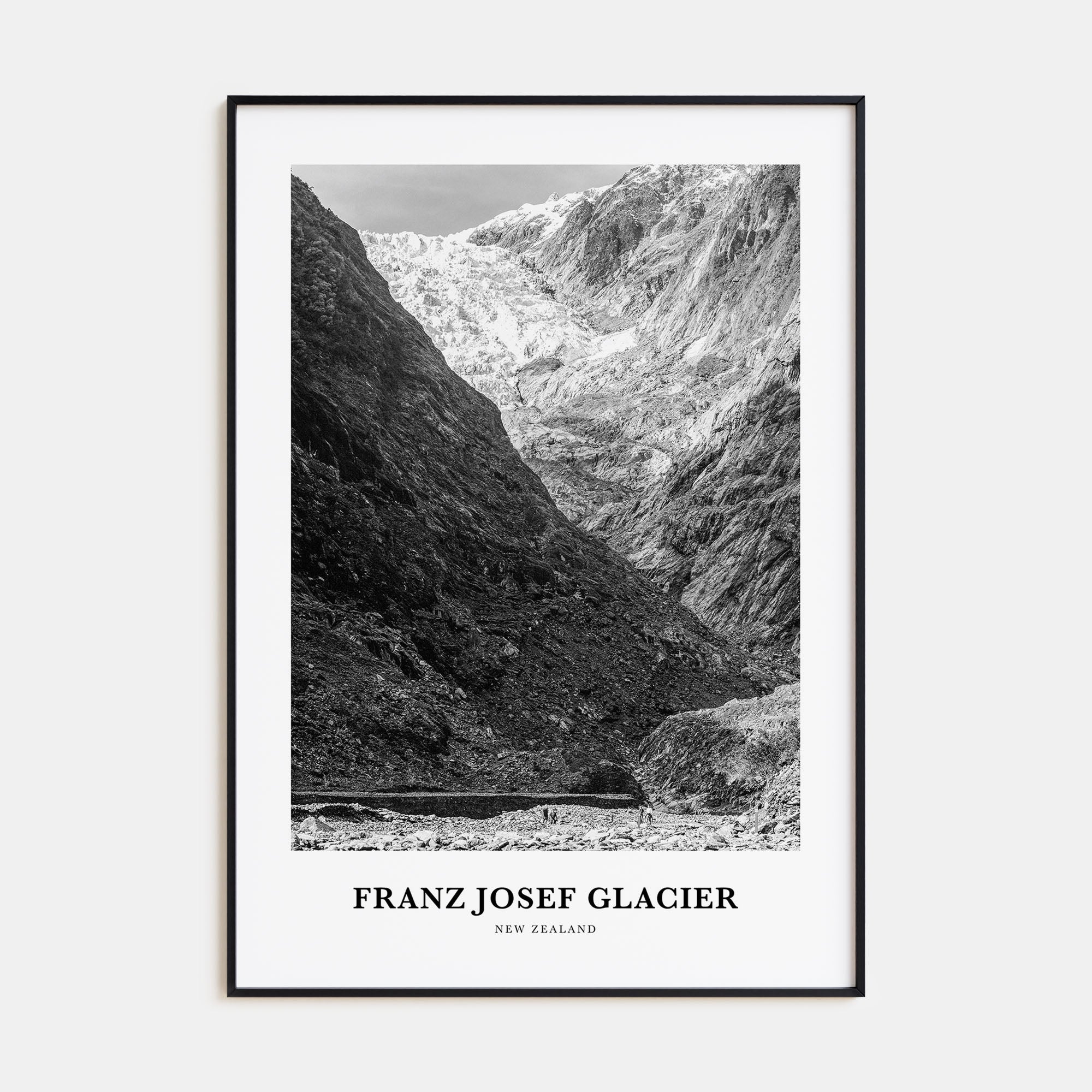 Franz Josef Glacier Portrait B&W Poster