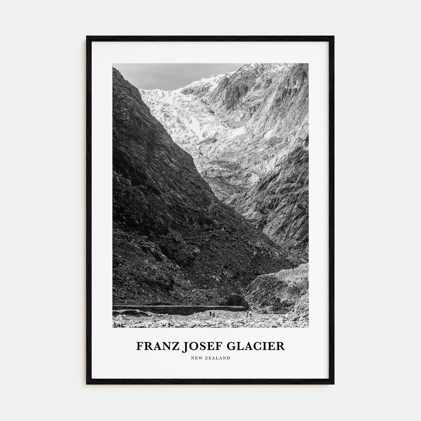 Franz Josef Glacier Portrait B&W Poster