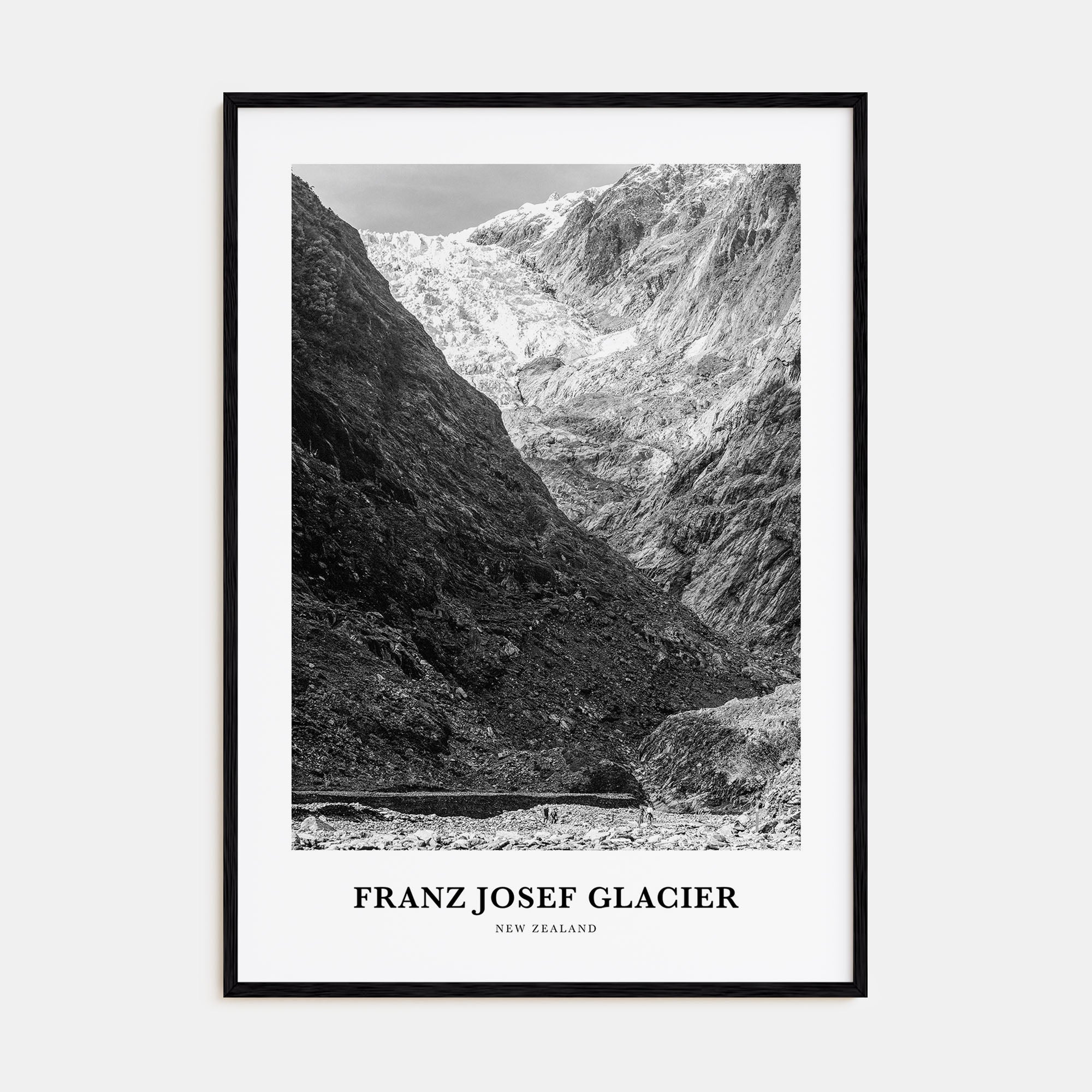 Franz Josef Glacier Portrait B&W Poster